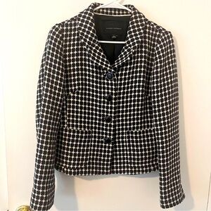 Like New Banana Republic Women’s Tweed Blazer Size 6 Navy Blue & White